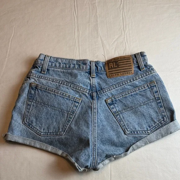 Ralph Lauren Polo Jeans Classic Blue Denim Rolled Hem Shorts Size 6 - Picture 2 of 10